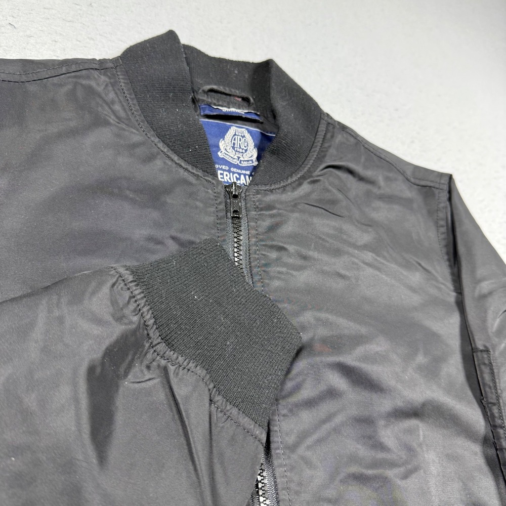 American Rag Mens Black Nylon Bomber Jacket Full Zip Small